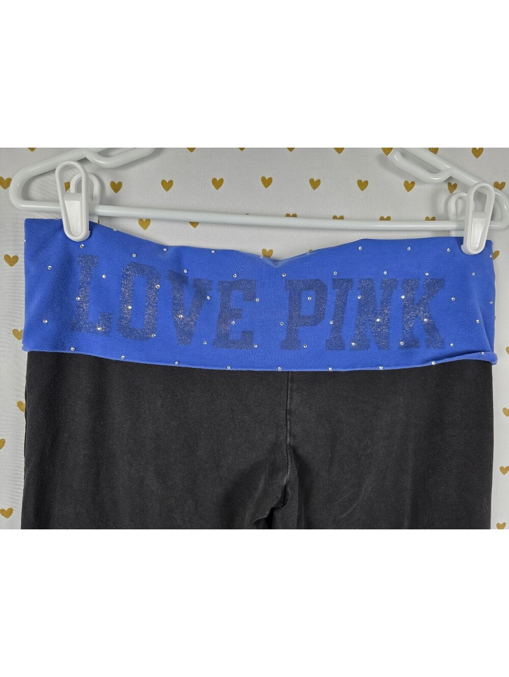 Victorias Secret PINK Studded Bling Foldover Yoga Pants Y2k Flare Large